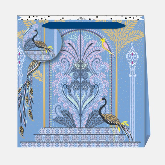 Powder Blue Peacock Entrance Large Gift Bag