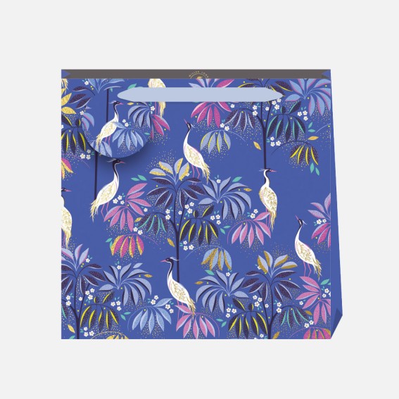 Crane Garden Indigo Medium Gift Bag