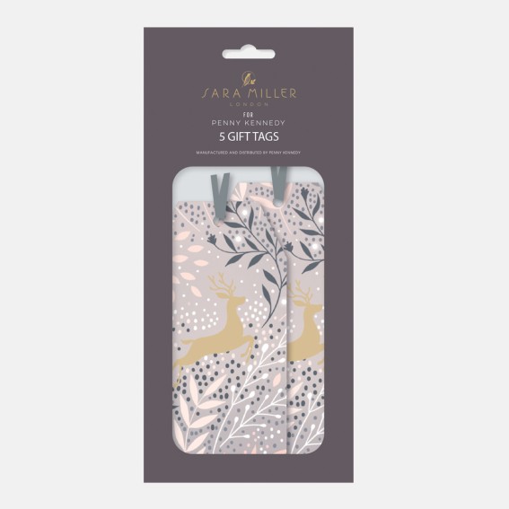 Prancing Deer Blush & Grey Ombre Christmas Gift Tags - Set of 5