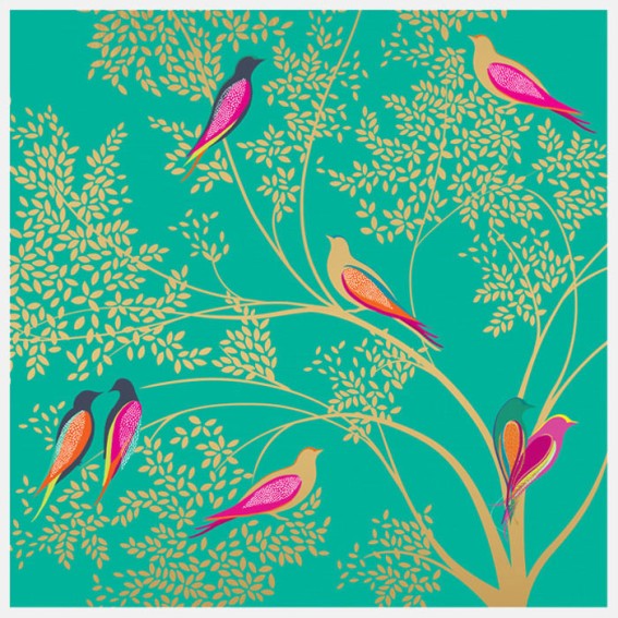 Green Birds Large Card