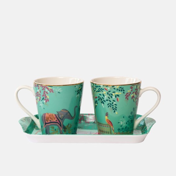 Elephant's Oasis Mug and Tray Set