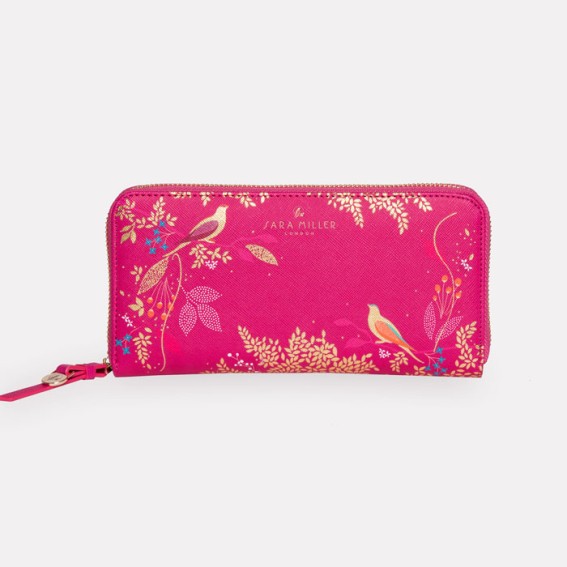 Pink Birds Large Zip Purse