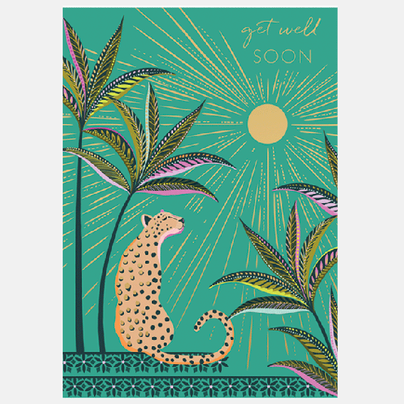 Sun Leopard Get Well Soon Card
