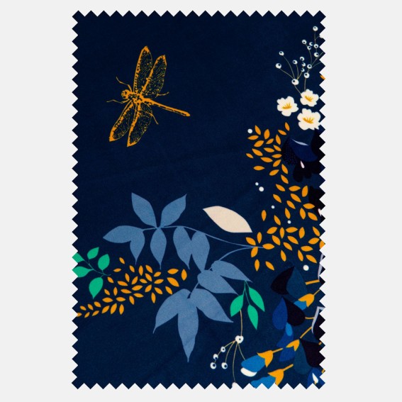 Wisteria Navy Velvet Fabric SAMPLE