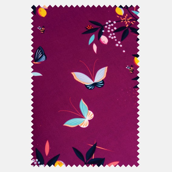 Butterflies & Trellis Purple Velvet Fabric SAMPLE