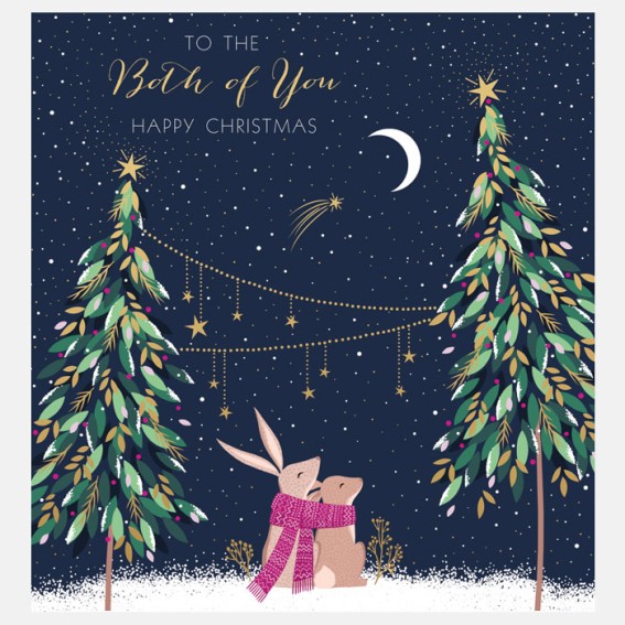 Moonlit Rabbits Both of You Christmas Card