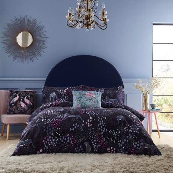 Midnight Leopard Super King Duvet Cover and Pillowcase Set