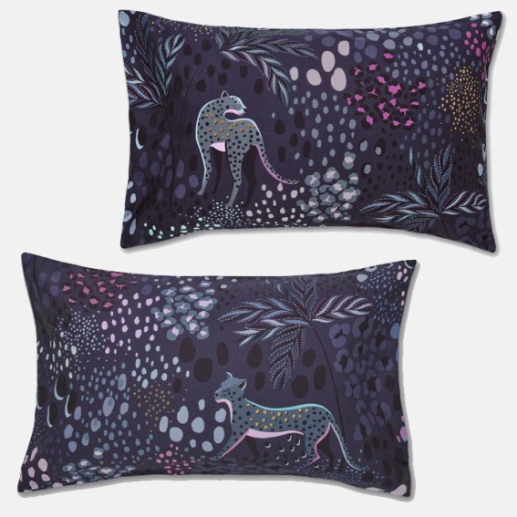 Midnight Leopard Standard Pillowcase Pair