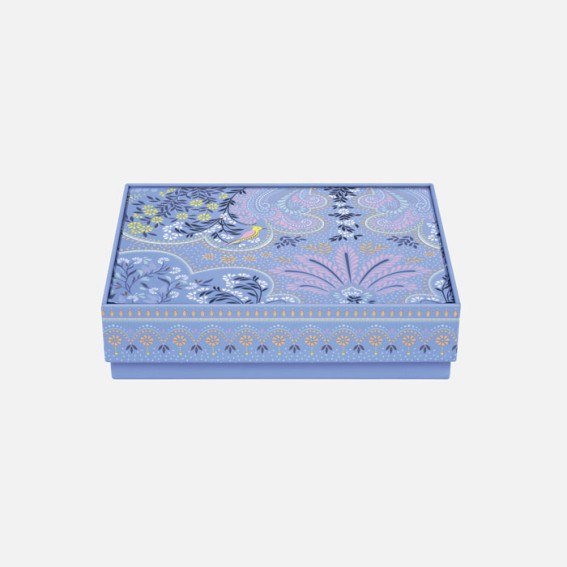 Decorative Filigree Powder Blue Rectangular Tin