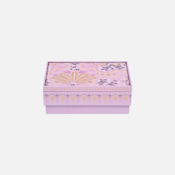 Decorative Filigree Iced Pink Rectangular Tin