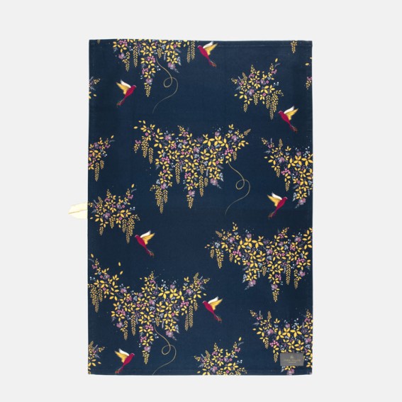 Navy Hummingbird Tea Towel