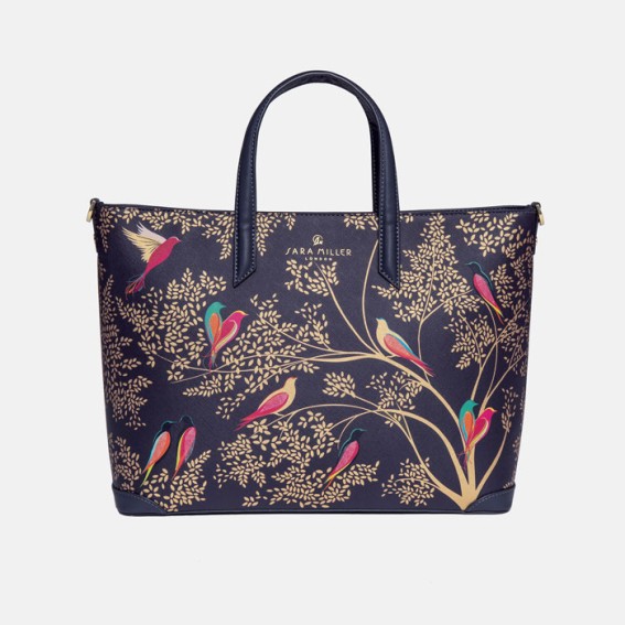 Smokey Blue Birds Medium Tote