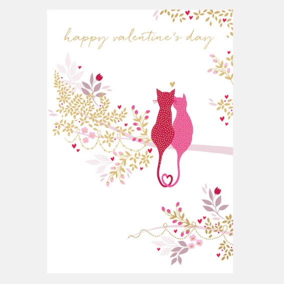 Cats in Tree Valentine Card