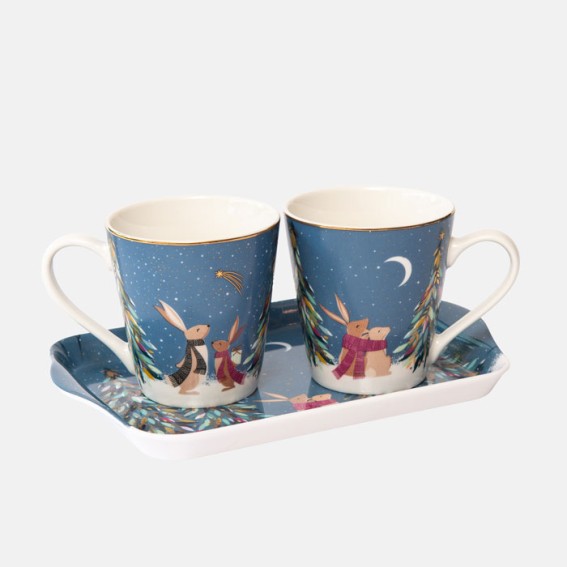 Woodland Tales Moonlit Rabbits Mug & Tray Set