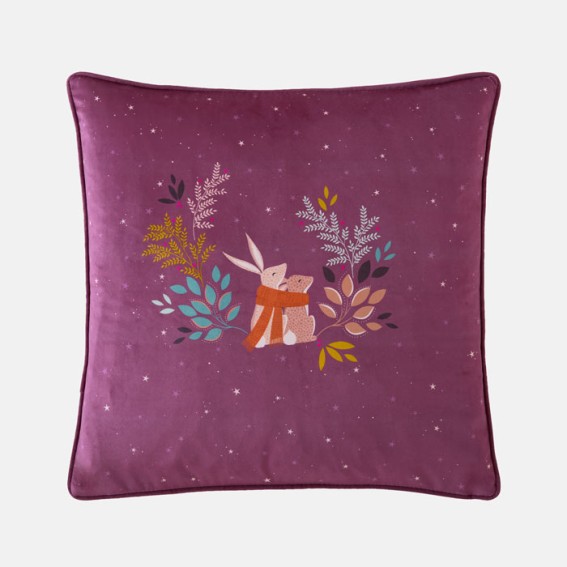 Woodland Tales Cosy Rabbits Velvet Cushion