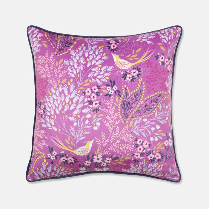 Luxury Bird Cushion Designer Purple Cushions Sara Miller London