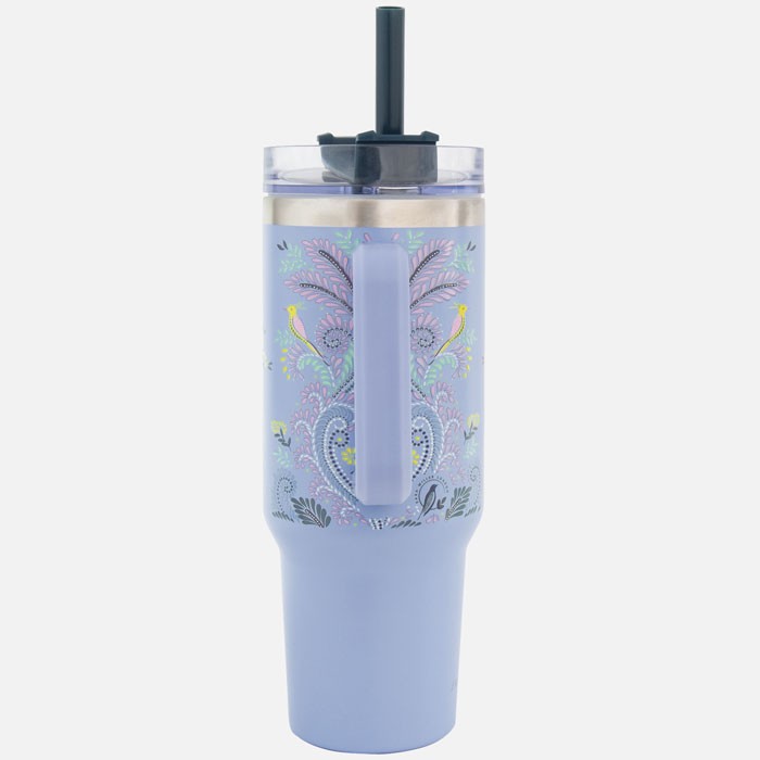 Water Bottle Peacock Filigree Powder Blue 40oz