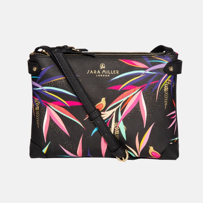 Black floral crossbody bag best sale