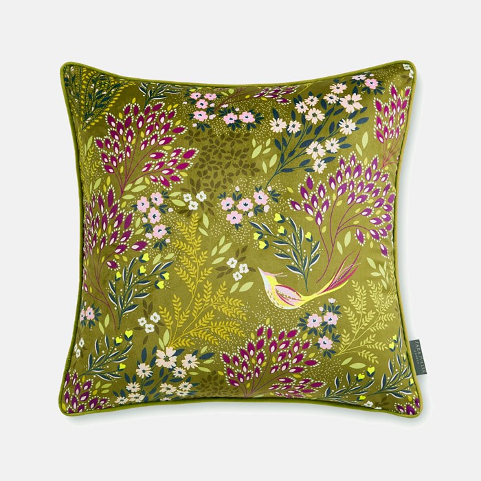 Luxury Bird Cushion Designer Green Cushions Sara Miller London